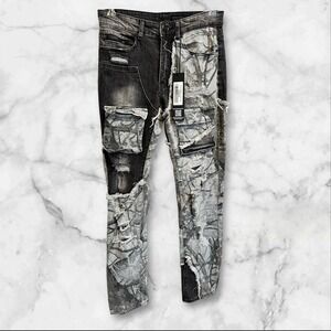 ROCKSTAR ORIGINAL Men's Dark Grey Slim‎ Fit Cargo Jean 30 New With Tags
